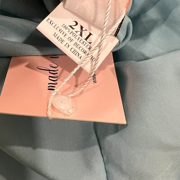 Mia Belle Girls 6/7 Ruffle Sleeveless Dress With White Lace Trim Turquoise - Picture 7 of 7